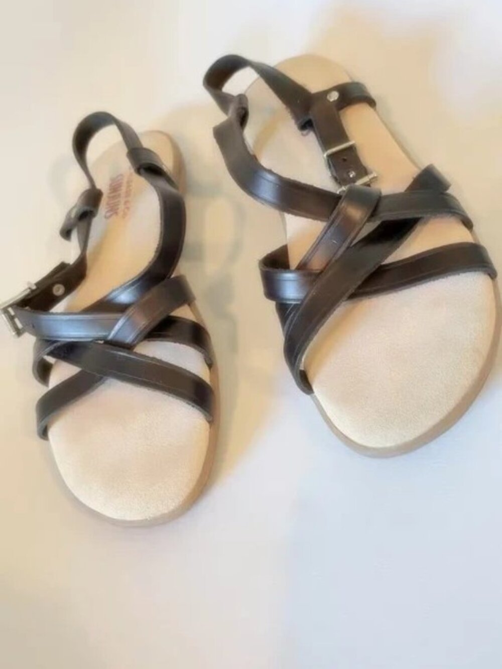 VTG Y2K 2003 G.H. Bass Sunjuns Margie Black Leather Gladiator Sandals